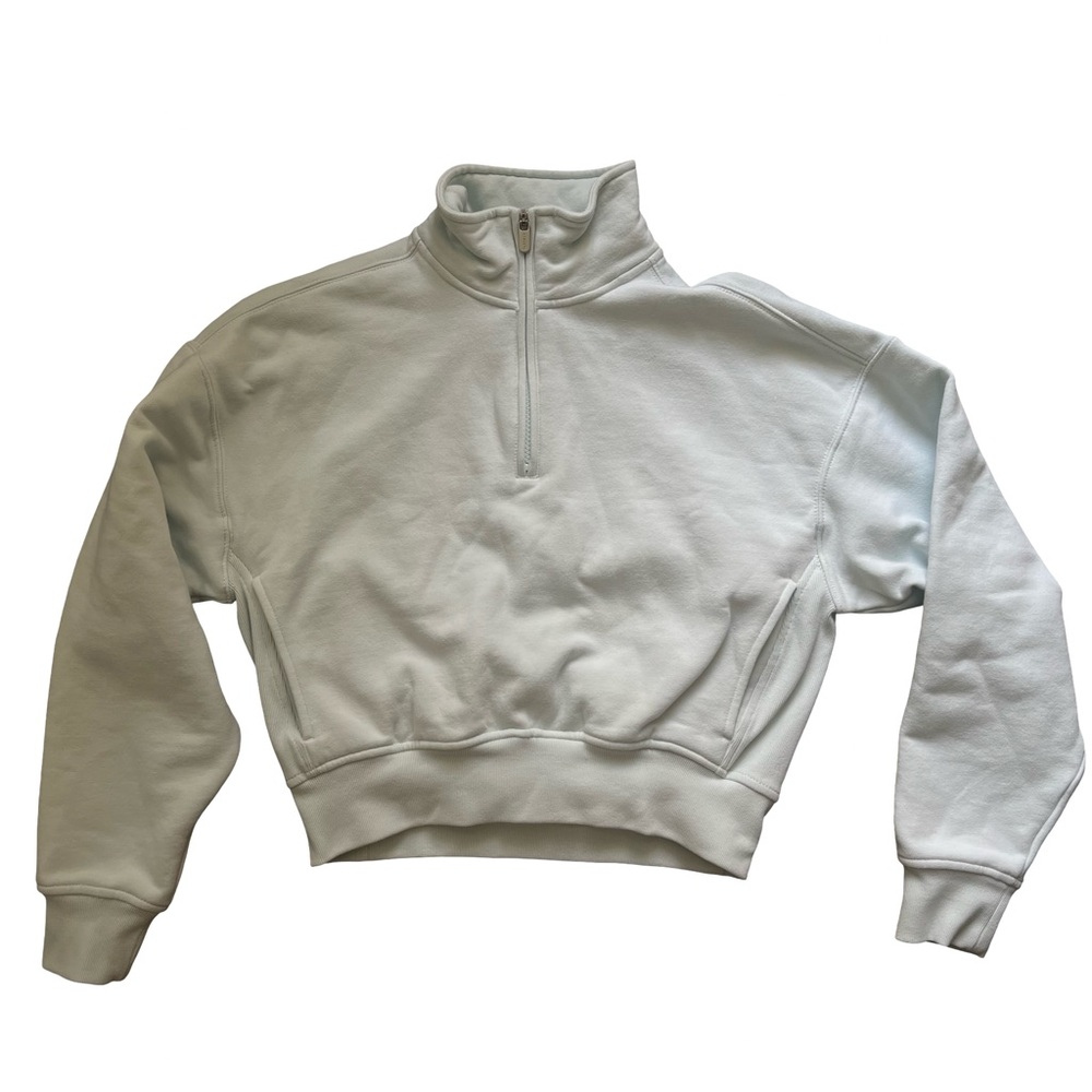 Athleta Light Blue/Green Half-Zip Crewneck Sweatshirt XXS